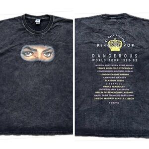 King of Pop World Tour Black Graphic Tee | Washed Heavy Cotton Graphic Shirt